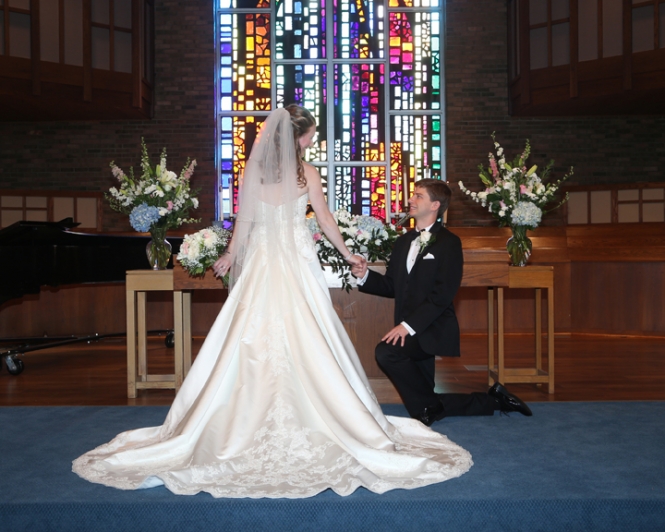 Photo of Bride and Groom at Memorial Park Church Allison Park