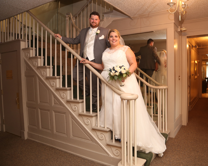 Wedding Photo on the Staircase Youghiogheny Country Club